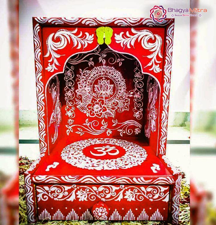 Aipan Art Handmade Wooden Temple For Home/Office